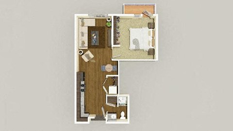Floor plan for 1 bed, 1 bath, 781 sqft